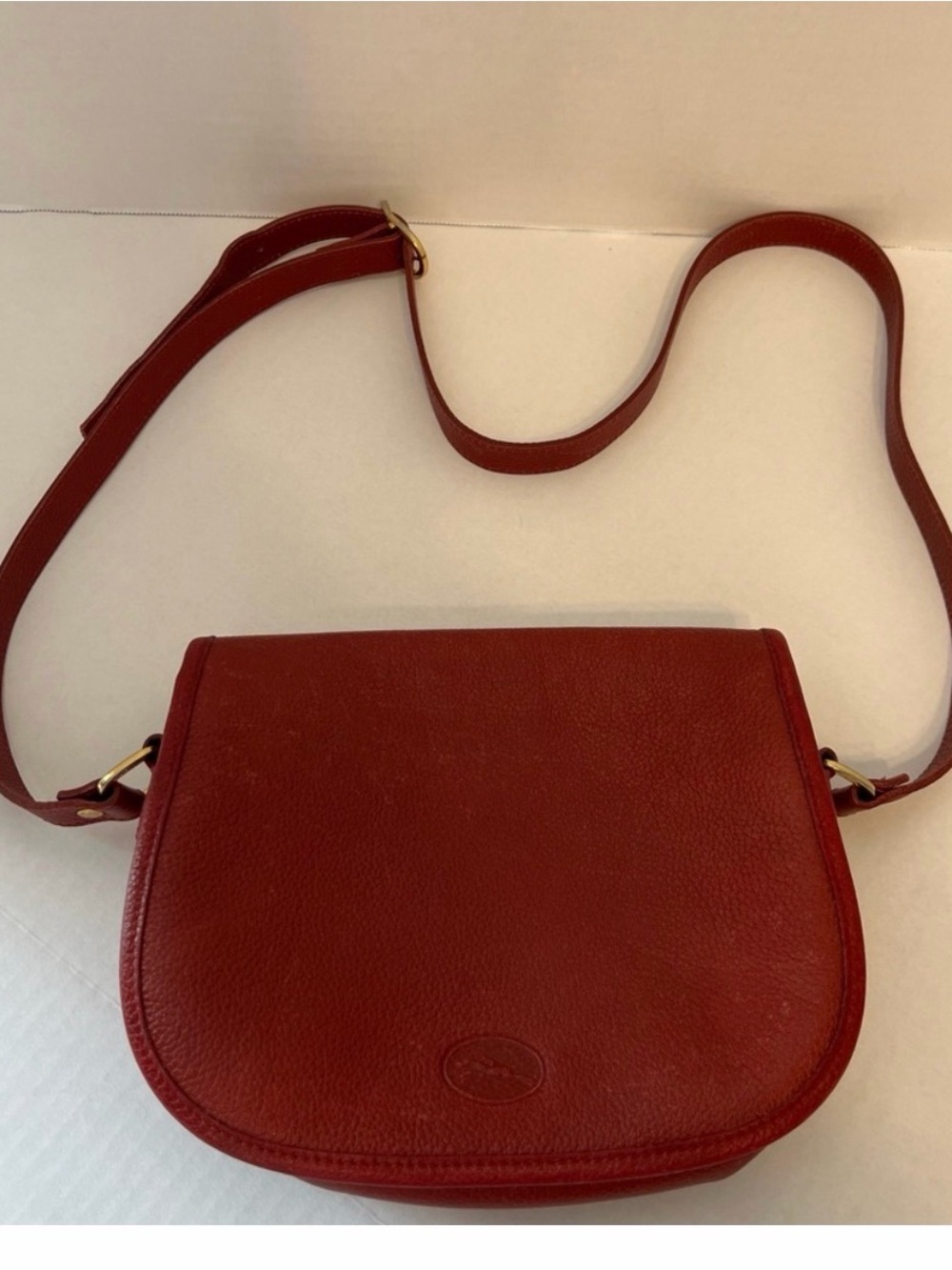 Vintage Longchamp‎ Red Leather Crossbody Bag